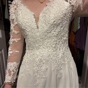 Embroidered Long Sleeve Lace Wedding Dress
